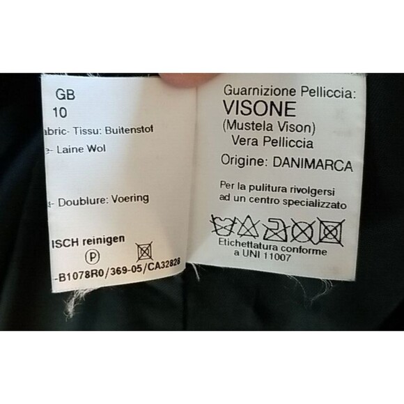 Cinzia Rocca Womens Baby Llama Wool Coat Mink Collar size 6 Bemberg Italy - Picture 11 of 13